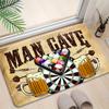 Man Cave Bier Fußmatte Flanell-Stil Teppich, Dartscheibe Billardkugeln Design Rutschfest Waschmaschinenfest Türteppich für Freizeit