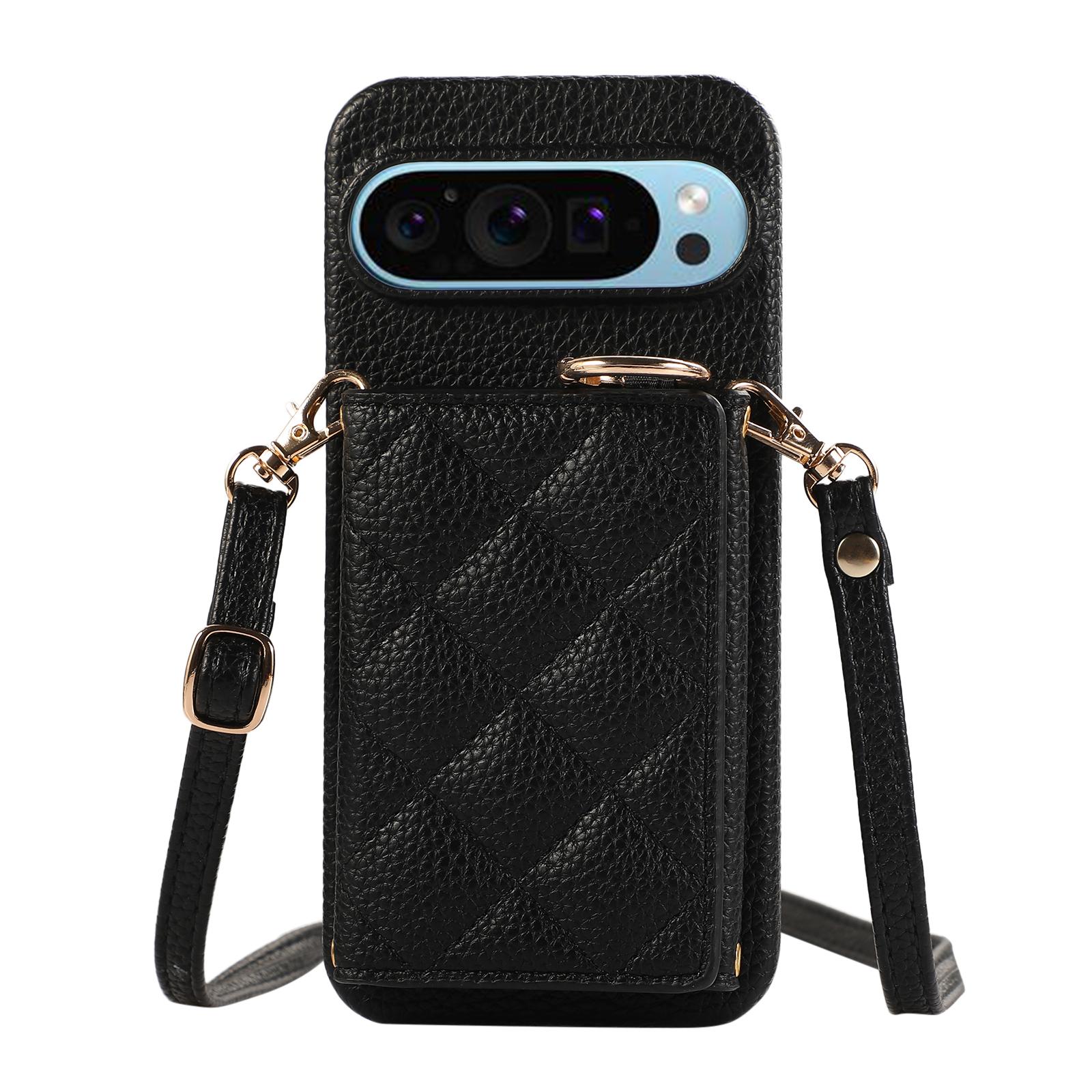 

Crossbody Cards Solt Ring Holder Wallet Leather Case For Google Pixel 9 Pro 8 8Pro 8A 7 7A 6 6A Triple Fold Bag Pocket Cover For Pixel 6A чорний