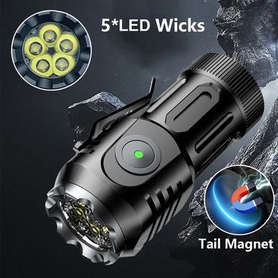 Wielofunkcyjna Mini Latarka USB Ładowalna Bateria 18350 Ultra Mocna Latarka z Klipsem na Czapkę Sporty na Świeżym Powietrzu Kempingowa Lampa