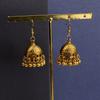 TopHanqi Retro Ethnic India Jhumka Jhumki Earrings Femme Antique Gold Color Carved Lotus Lantern Drop Earrings For Women Zircon