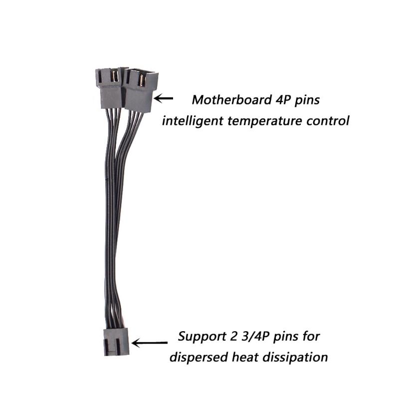Flexible PVC 2Way Computer Fan Splitter 4Pin Pwms Fan Splitter Cable Thermals Monitoring For Enhances PC System Cooling