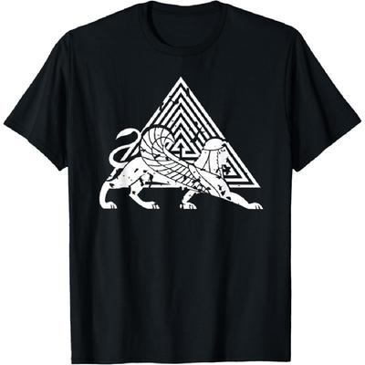 Antike Sphinx Griechisches Labyrinth Dreieck Mythisches Tier T-Shirt