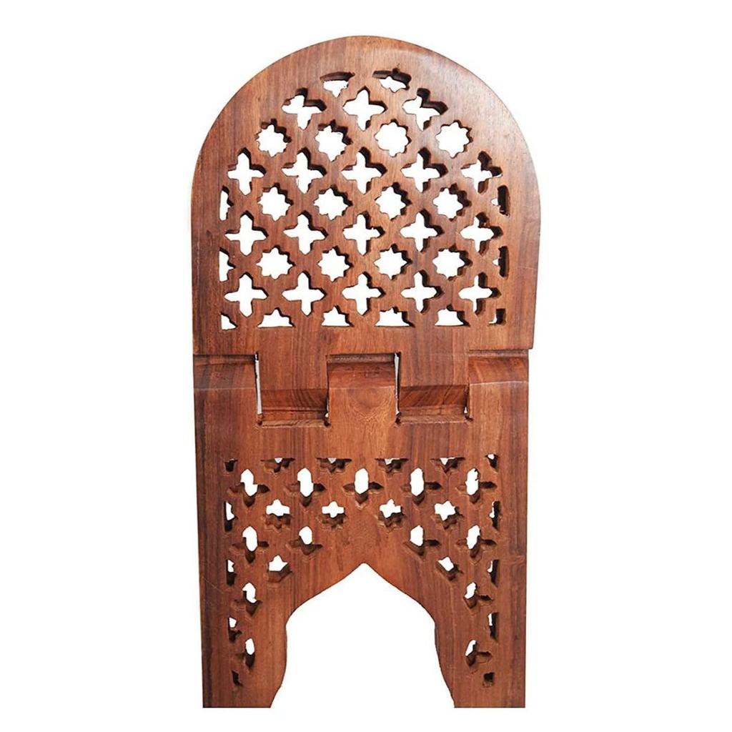 Wooden Hand Carved Holy Book Stand for Quran, Bible, Bhagwat, Gita, Ramayana & Guru Granth Sahib, Reading Rehal Stand