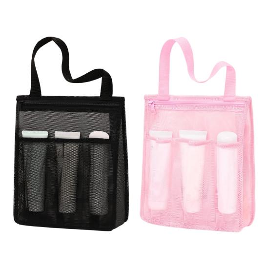 Geantă de depozitare Portabilă Plasă Caddy de duș Capacitate mare Închidere cu fermoar Geantă de duș pentru baie cu buzunare laterale