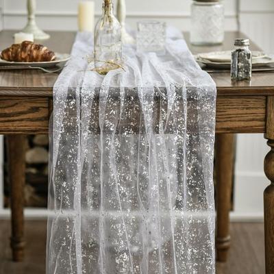 Elegant Nät Födelsedagsbordslöpare Guld Paljett Glittrande Paljett Bordsdekoration Bröllop