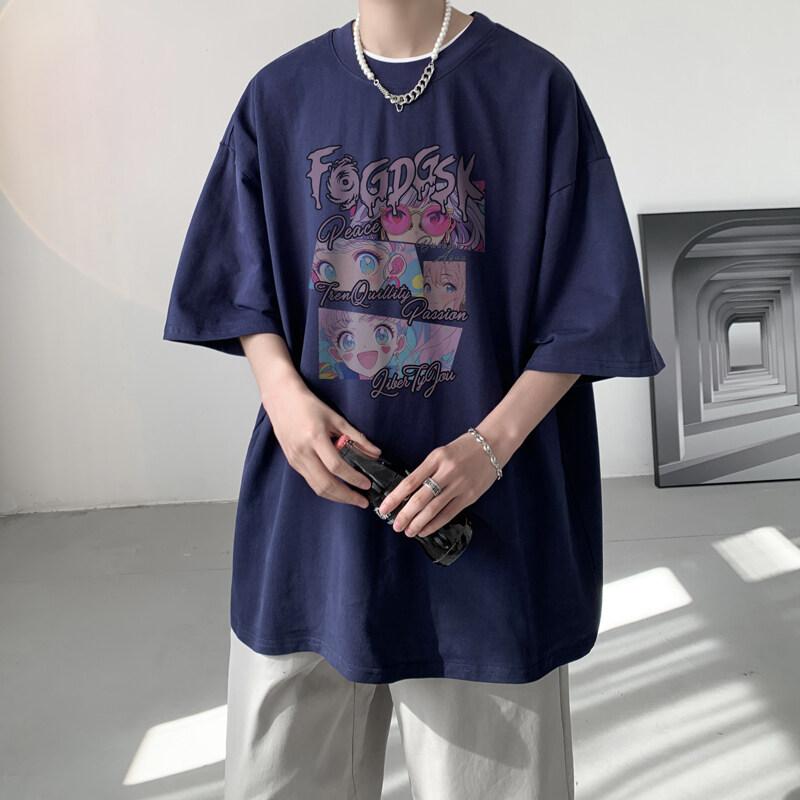 Unisexs Cotton Tshirts White 5XL Unisexs Oversized T Shirt Summer Casual Wear Letter Anime Print Tee Shirts for Unisex Male Clothes