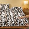 Simple Modern Curve Geometry Printed Fitted Sheet Matte Bed Cover Bedding Set for Bedroom Decor