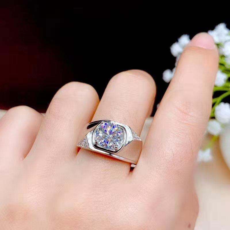 5 Carat Diamond Style Ring Hearts and Arrows PT950 Color Moissanite Open Size Ring for Men and Women 925 Silver Jewelry