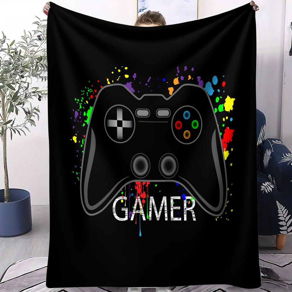 Gaming Controller Graffiti Pattern Blanket Soft Multifunctional Decorative Blanket Four Seasons Universal Cover Blanket