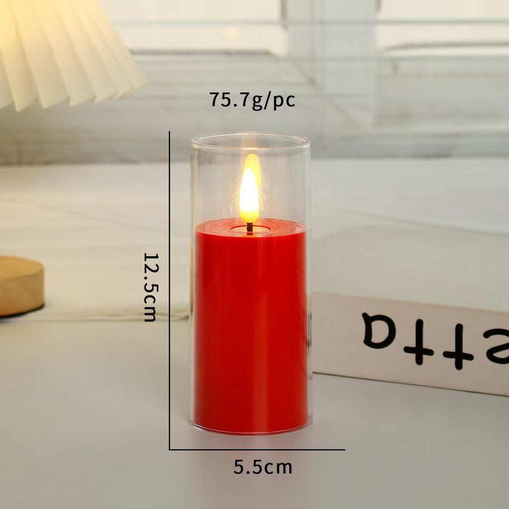 LED Electronic Candle Light Strip with Transparent Lampshade for Bar, Restaurant, KTV, Party, and Outdoor Camping Decor.