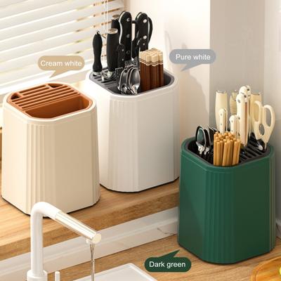 Rotating Kitchen Cutter Holder Safe Reliable Cutter Storage Rack with Drip Tray 360 Degree Rotating