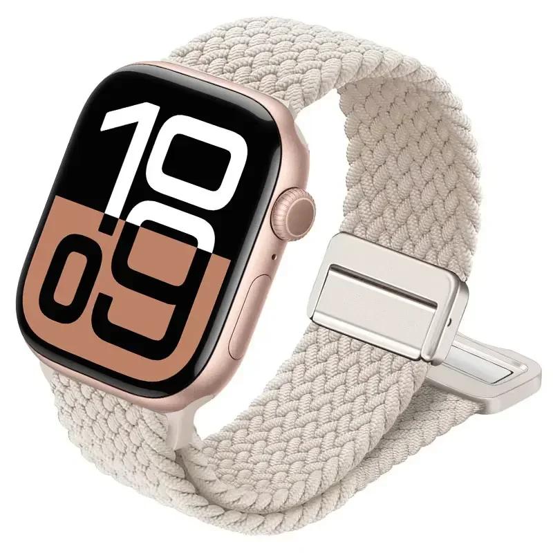 

Braided Strap For Apple Watch 10 Band 46mm 42mm 40mm 44mm 45mm 49mm 41 Magnetic correa Bracelet iWatch series se 7 6 8 9 Ultra 2 38-40-41-S10 42mm