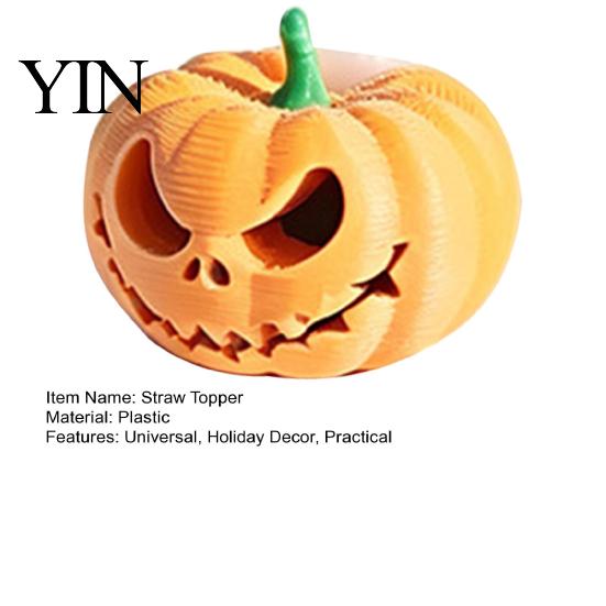 Straw Accessory for Water Cups Halloween Pumpkin Topper, 3D Printed Spooky Cup Decoration Cover Tumbler, Decorative Holiday Accessories Drinking Charm