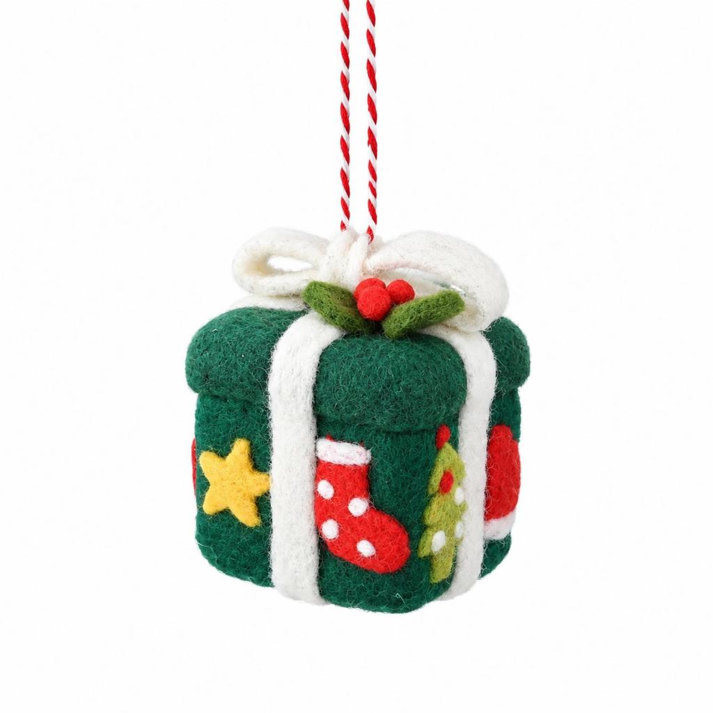 Wool-Felt Gift Box Ornament Festive Felt Gift-Box Christmas Cute