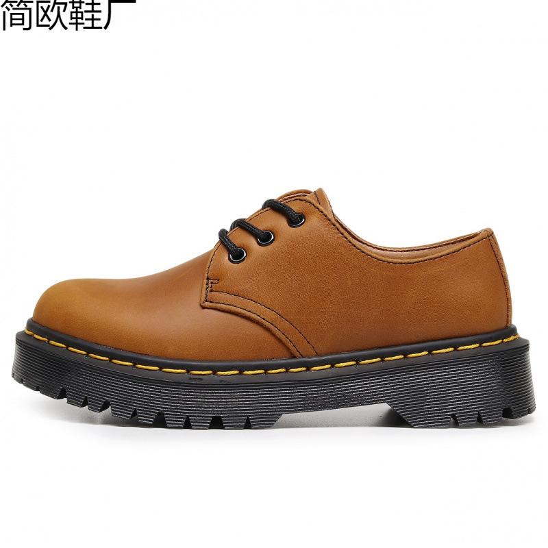 Martin boots first layer 1 low-top small leather shoes women's leather Crazy Horse brown large size short boots round head men's break