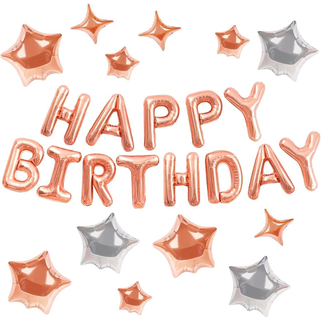 Happy Birthday To Xiyin Tk Aluminum Film Balloon Five-Star Cross Star Set Children'S Birthday Party Decoration