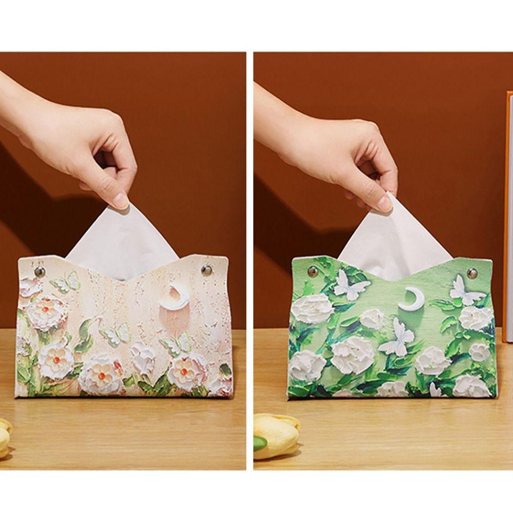 with Buttons Napkin Holder PU leather Paper Towel Box New Large Storage Box  Home
