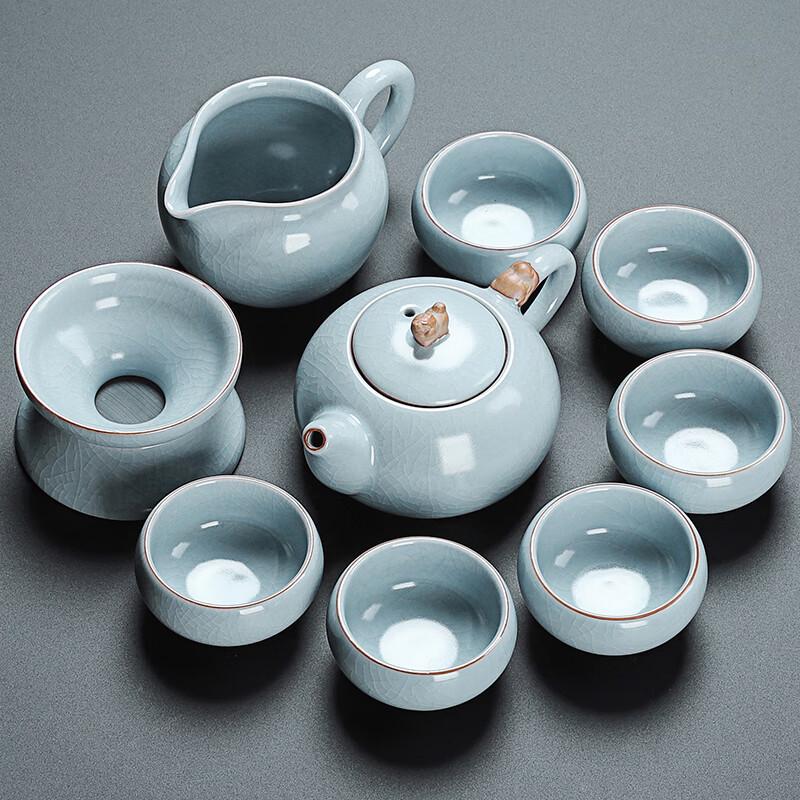 Naijiang Ceramic Ru Kiln Kung Fu Tea Set with Tray