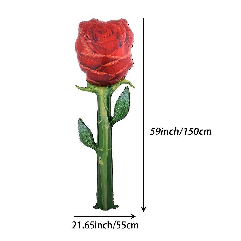 1 Artificial Rose Flower, 1 Large Rose Aluminum Foil Balloon, Suitable for Valentine's Day, Birthday Parties, Confession and Proposal, Wedd