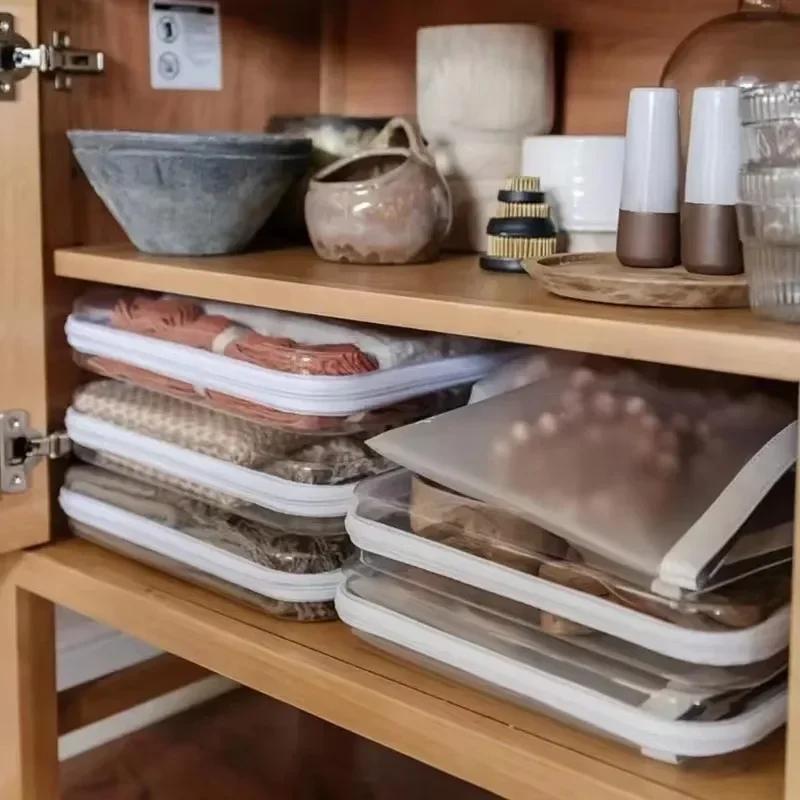 Pevné pouzdro na zip Průhledné stohovatelné Bliss Bins Organizér na hračky Bílý plastový penál Kosmetické taštičky