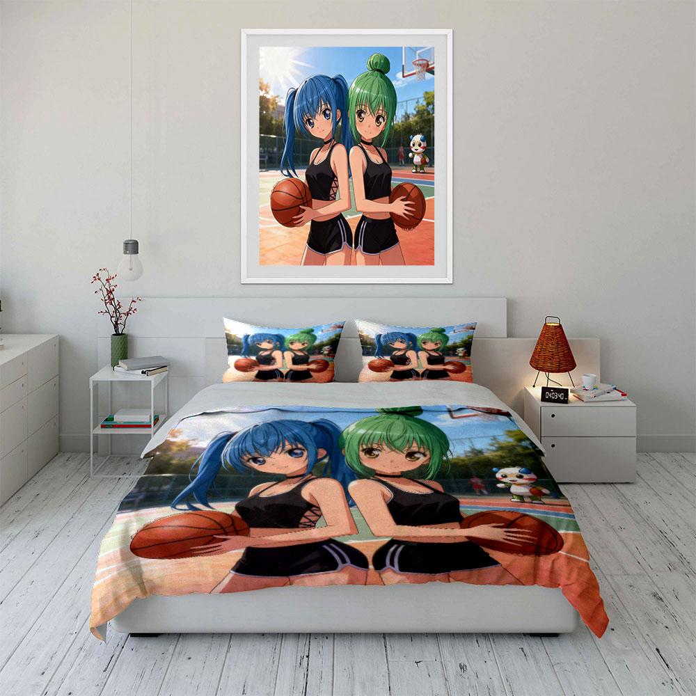 Basketball Sportswear Set Outdoors Soft Comfortable Duvet Cover Bedding Set Included 1*Duvet Cover & 2*Pillowcases, Gift