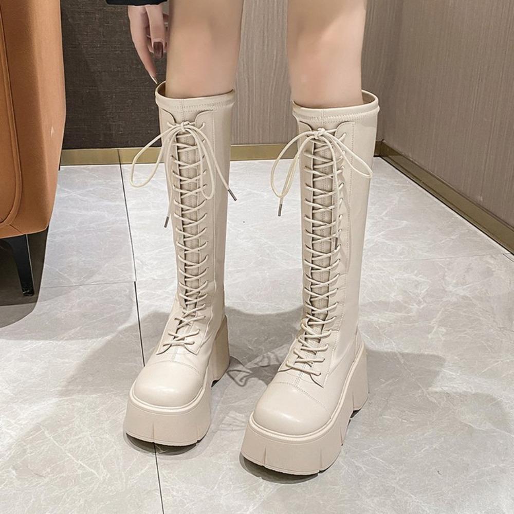 Módní kozačky do půli lýtka Dámské zimní boty Dámské kotníkové boty Měkké šněrovací Dámské Chelsea Zip Botas Mujer Platformový podpatek Dámské boty
