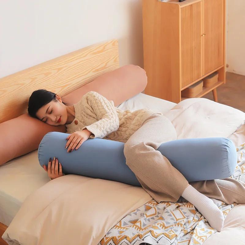 Soild color Cotton Cylindrical Cushion Bed Waist Cushion Long Comfortable Pillow Neck Bolster Pillow Roll Headrest Removable