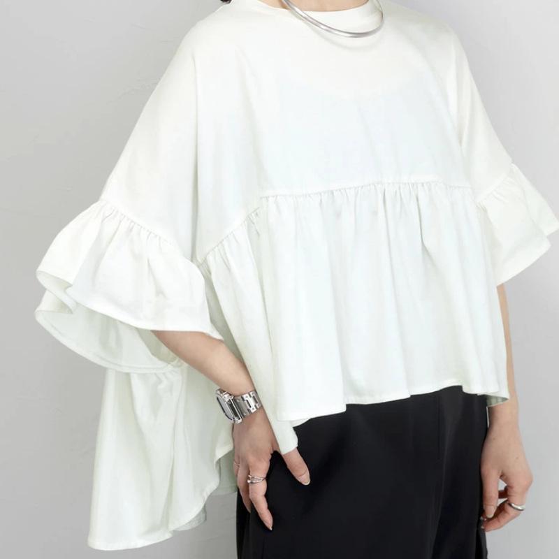

Korean-Japanese Southeast Asia Cotton Linen Summer T-shirt - Loose Fit, Pure Cotton, Short Sleeve, Simple Design One Size білий