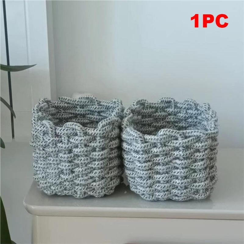 Nordic Style Handmade Cotton Rope Woven Storage Basket Sundries Clothing Cosmetic Organizer Book Toy Desktop Storages