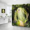 Verzauberter Wald Duschvorhang Fantasy Grün Natur Baum Floral Schmetterling Märchen Wunderland Dschungel Regenwald Natürlich