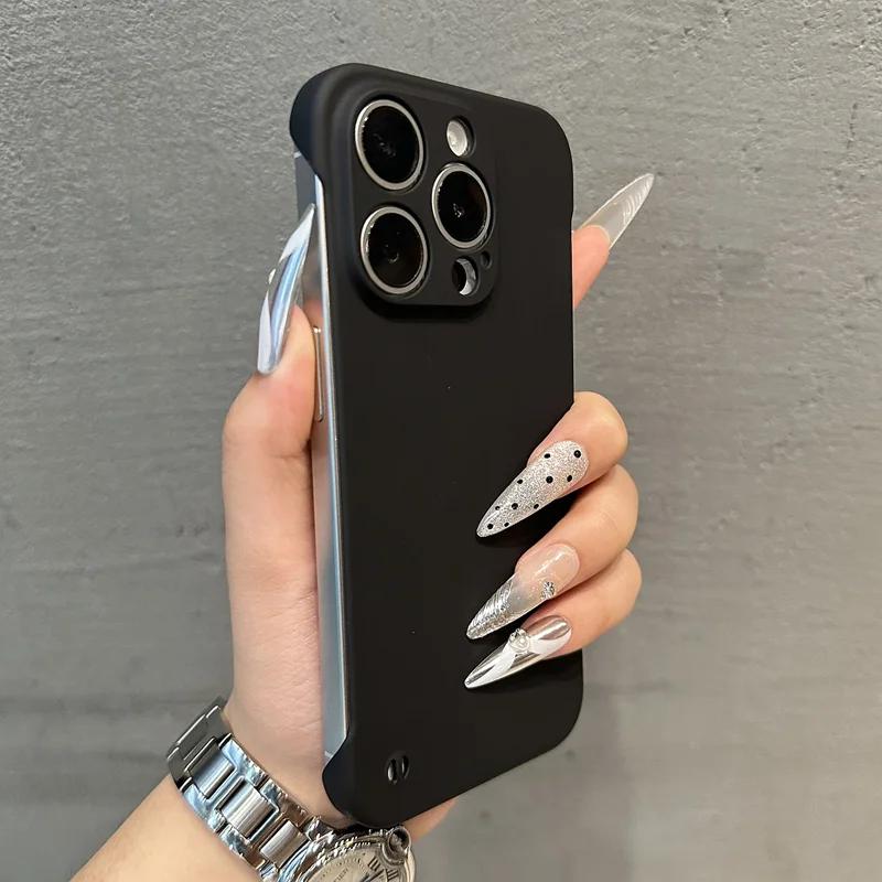 Luxury No Borders Matte Phone Case For iPhone 11 12 13 14 15 Pro Max 7 8 Plus X Xs Max XR Mini Ultrathin Bumper Cases Cover