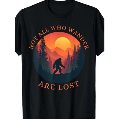 Europäische Größen Herren & Damen Nicht alle, die wandern, sind verloren Sasquatch Grafik-T-Shirt