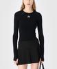 MARINE SERRE (W) Moon Logo Knit Fitted Sweater Black