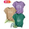 Dreiteiliges Set Elegantes kurzärmeliges Hemd für Damen Yoga Lotus Om-Symbol Heilungsstil Gedruckt Rundhals Damen-T-Shirt Geeignet für den Frühling