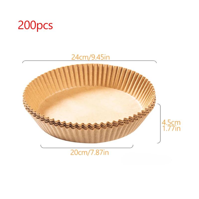 100/200PCS Air Fryer Liners 16/20CM - Food Grade Parchment Paper, Oil/Waterproof Non-Stick Basket Covers , Keep Fryer Clean