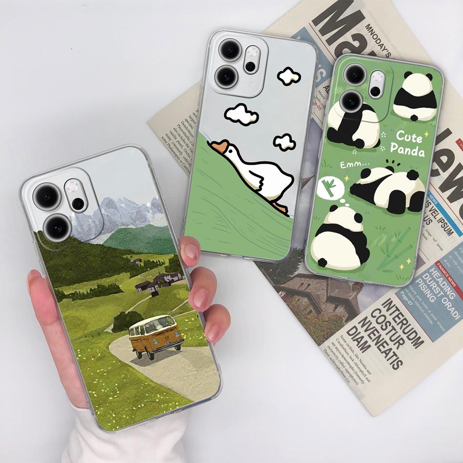 For Oppo Reno 14F 5G Phone Case Leisure Style Patterns Soft Silicone TPU Transparent Lightweight Cover For Oppo Reno14 F Capa