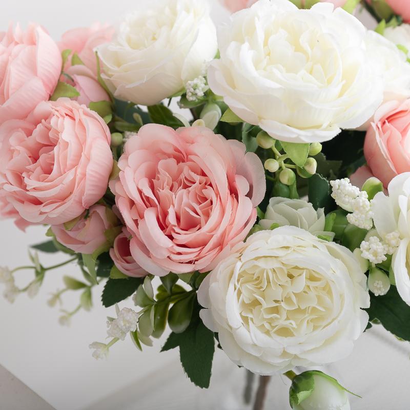 30cm Silk Peony Artificial Flower Bouquet Spring For White Home DIY Decoration Christmas Garden Wedding Office Party Fake Flower