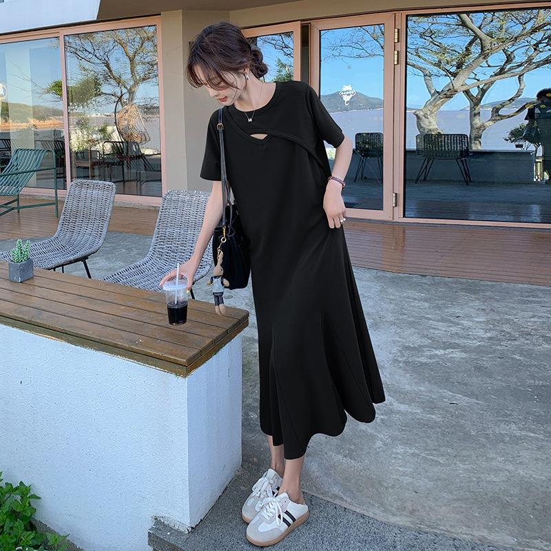 

Женское платье с поперечным вырезом, круглым вырезом, свободной плиссированной юбкой, модное платье для поездок на работу в армейском сером цвете XL