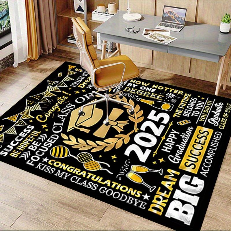 Office Carpet - 2025 Graduation Decoration, Happy Graduation, Gift for Men and Women, Champagne Toast Congratulations Sign, Gold and Black C