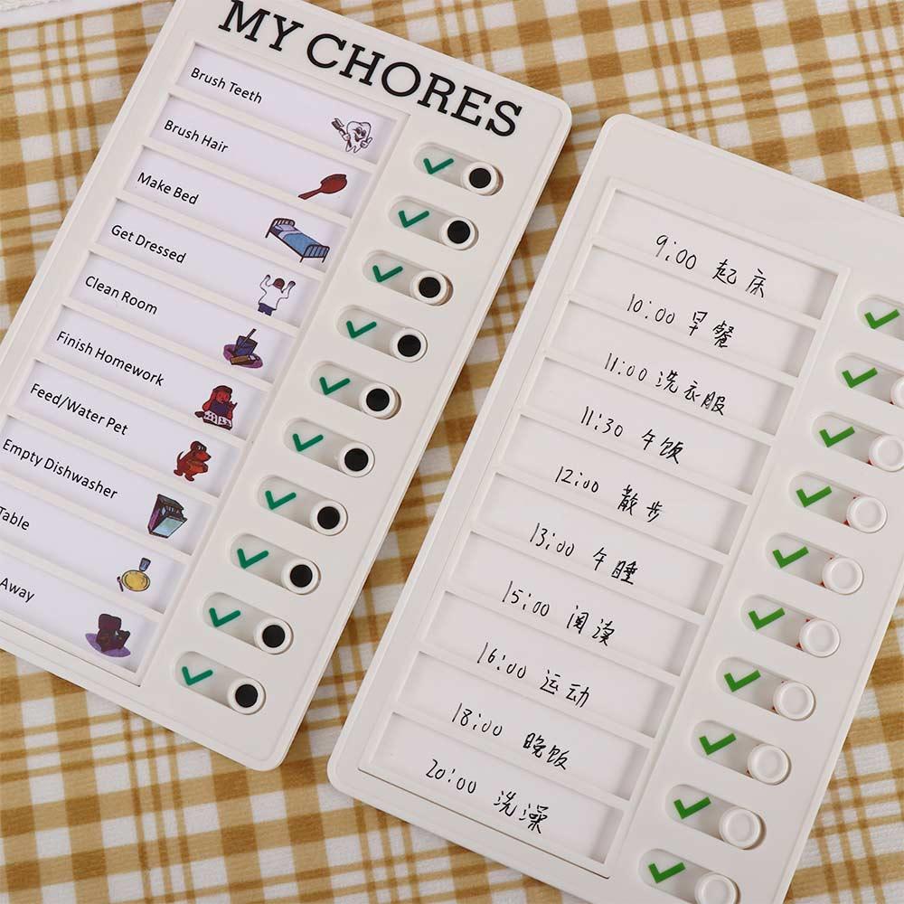 Children's Self-discipline Punch Card Student Message Checklist Chore Chart Memo Plastic Board