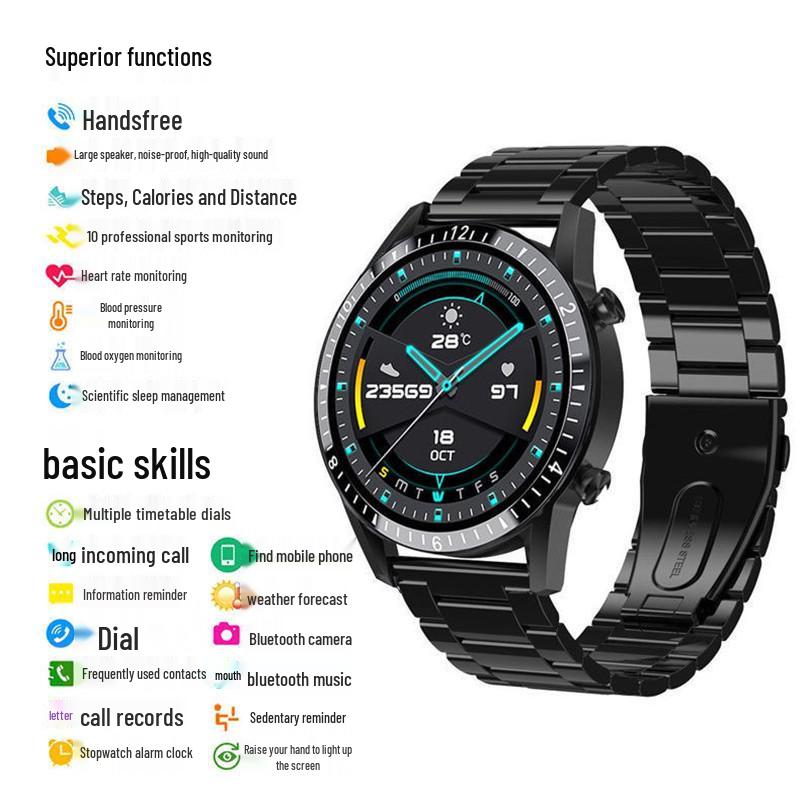 GT4 Smartwatch: Advanced Model with Call Functionality, Sports Tracking, Heart Rate & Blood Pressure Monitoring, Bluetooth Compatibility.