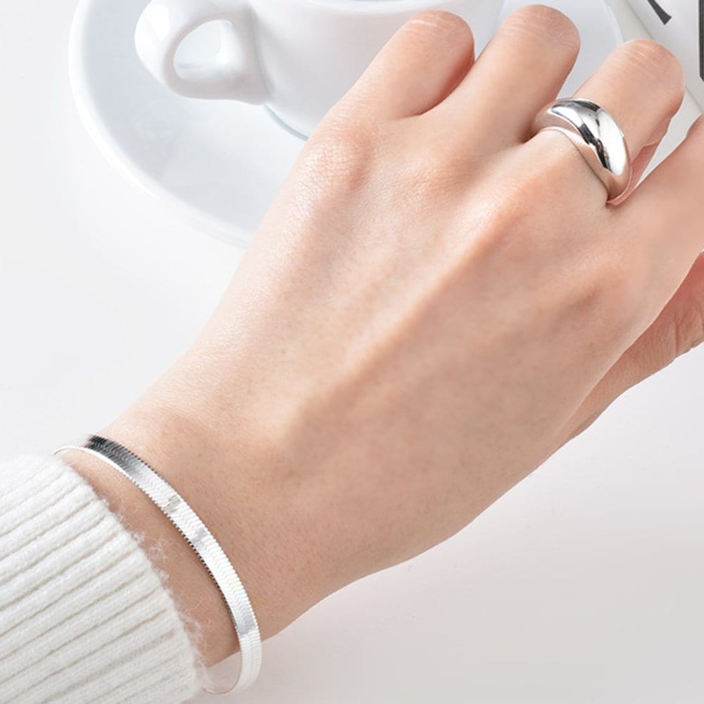 

925 Silver Snake Thick 4mm Shine Snake Chain Silver Bracelet