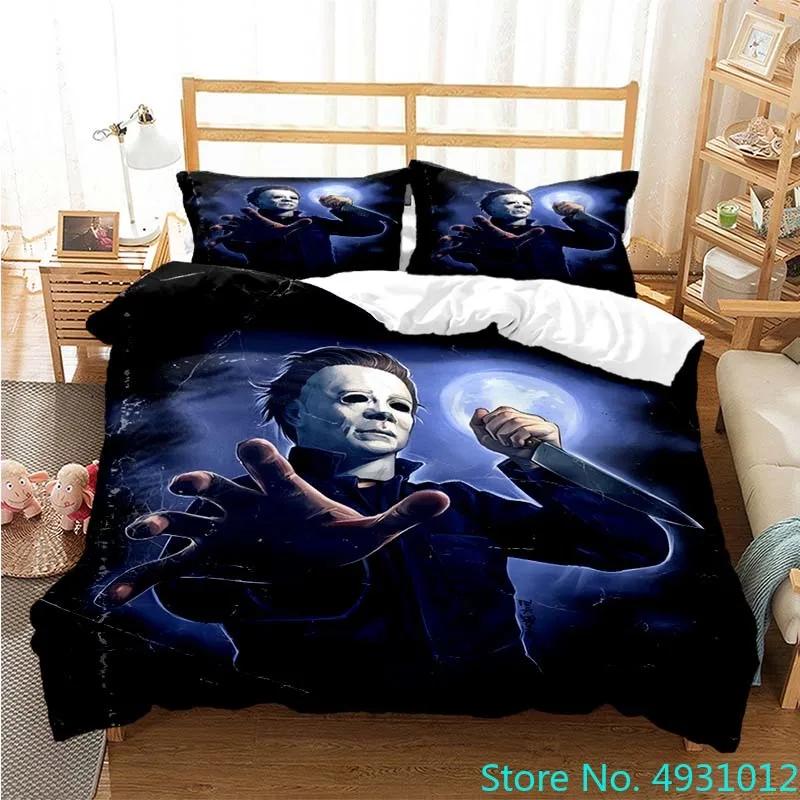 Halloween Michael Myers 3D Printed Bedding Set Duvet Cover Pillowcases Comforter Bedding Set Bedclothes Baby Kids Child Gift
