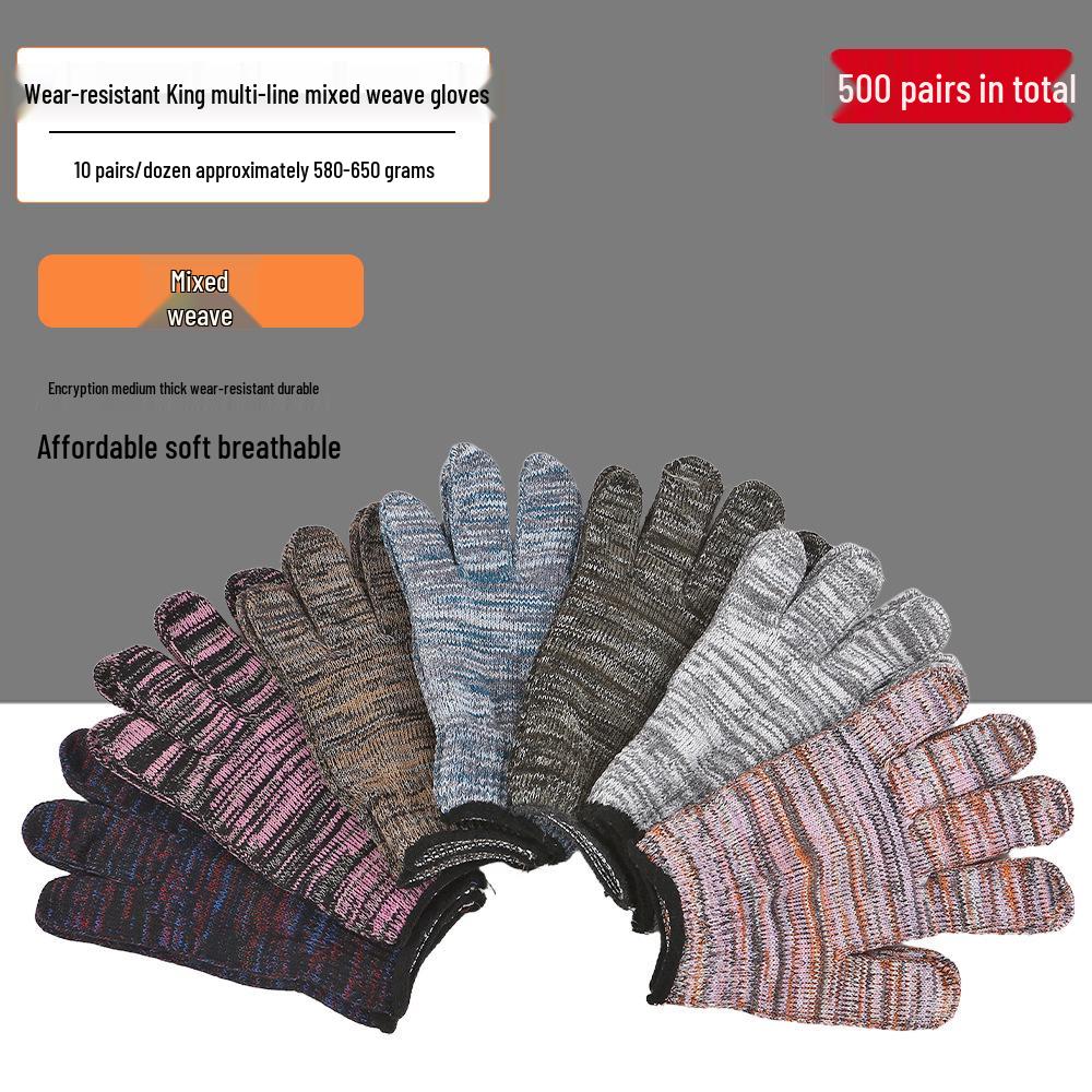 Dirt-Resistant Black & White Flower Thickened Work Gloves, Wear-Resistant Pure White Labor Protection Gloves