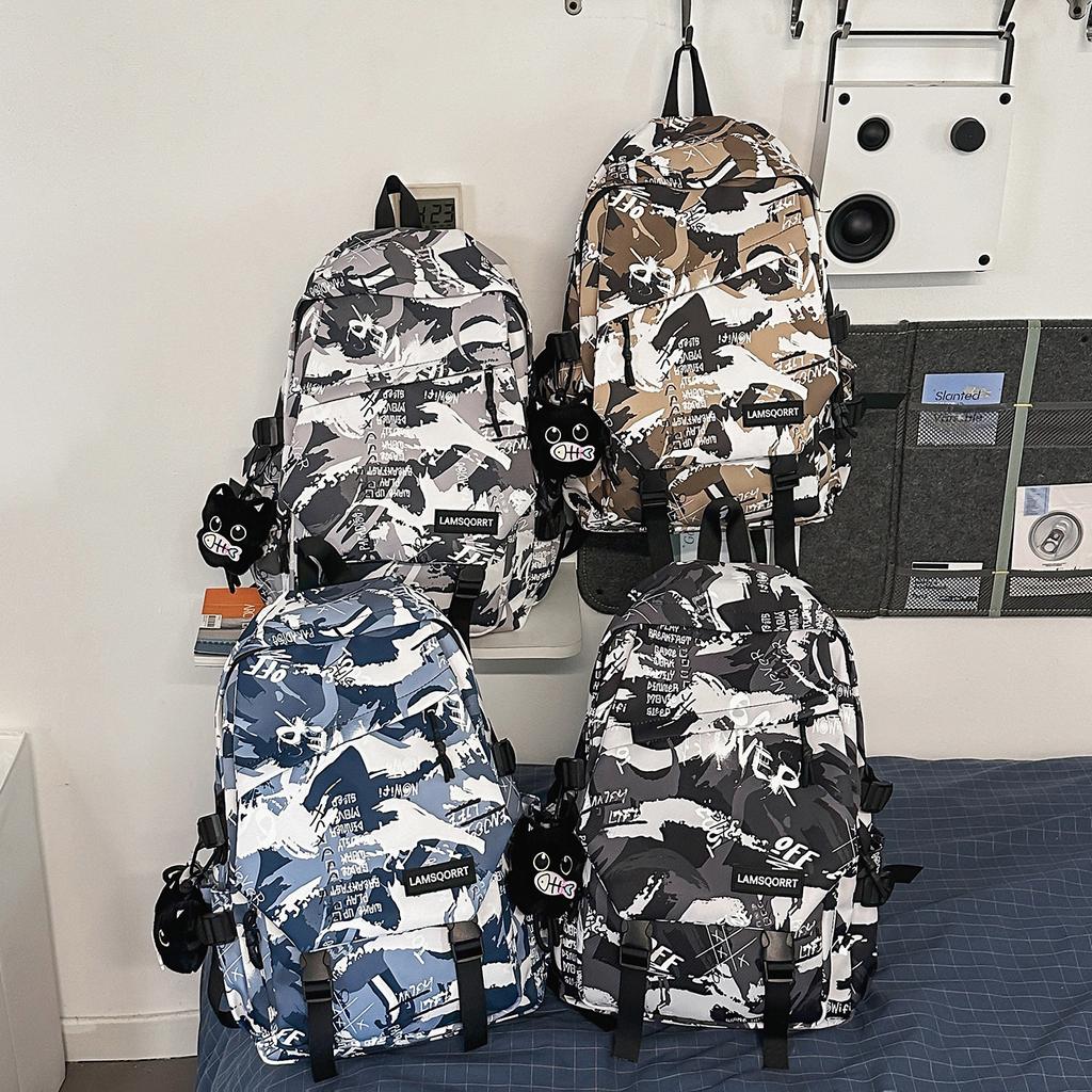 Schoolbag1011 New Large Capacity Graffiti Trendy Cool Leisure Travel Backpack Lightweight Computer Bag Middle and High School Student Backpack