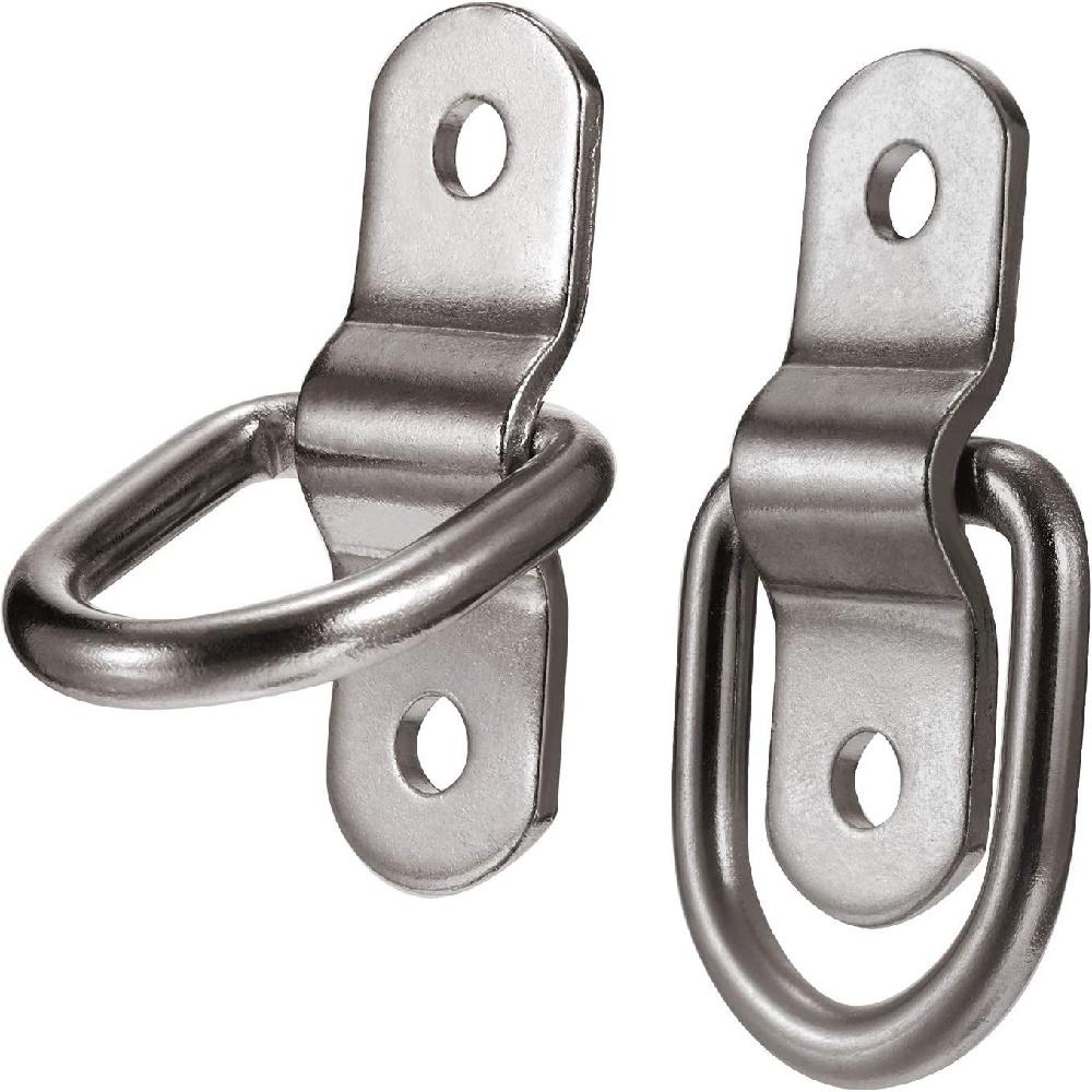 24Pcs Black Silver Galvanized Iron D-Ring Tie Down Anchors With Screws, Two-Hole Cargo Anchor Loops For Van Truck SUV Cabinet Cargo Securing
