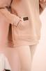 Beżowy Komplet Bluza Oversize Z Kapturem + Legginsy