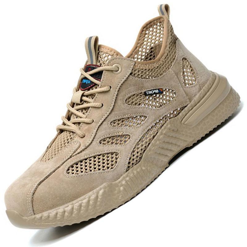 Breathable Lightweight Work Safety Shoes Men Summer Steel Toe Shoes Work Sneakers Puncture-Proof Indestructible Shoes Non-Slip