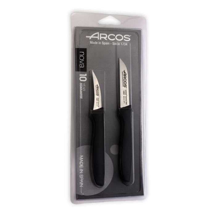 Jeu d'éplucheurs - arcos - arcos nova 189100 - lame nitrum - manche pp noir - 6 pièces
