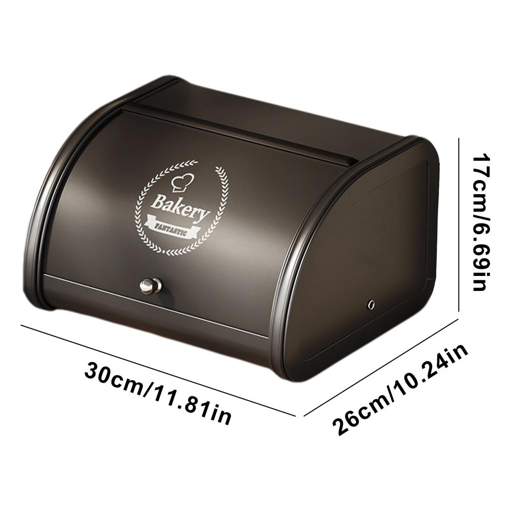 Carbon Steel Roll Top Bread Box for Kitchen Countertop with Roll-up Lid of Bread and Other Freshly Baked Goods Including Cookies